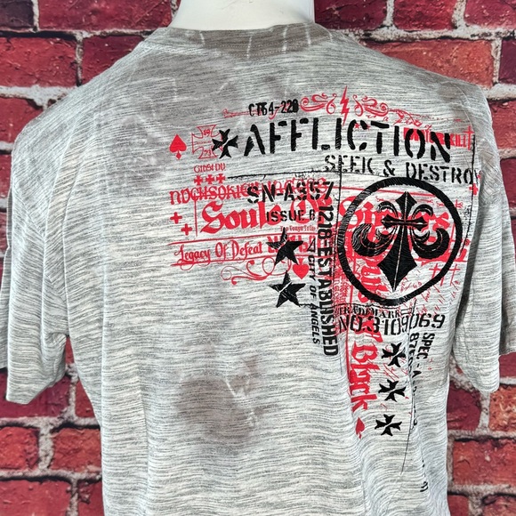 Affliction Men's Short Sleeve Graphic T-shirt -Gray/Black -Various Sizes- NWT - Picture 6 of 9